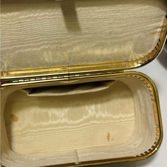 Vintage JR Flordia USA-Box Style Black and Gold Women's Handbag w/ Lucite Handle - Picture 3 of 9